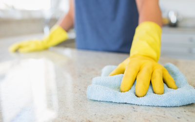 Person Cleaning the Kitchen Countertop